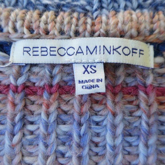 WooL ALPaCa Blend Striped Knit Sweater Rebecca Minkoff Lace Up Henley Chrissy XS - Picture 5 of 6